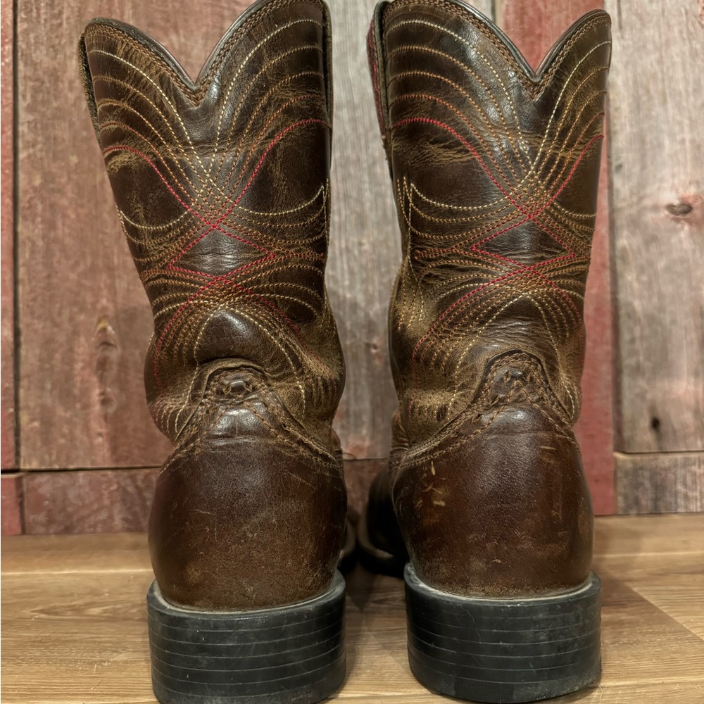 Ariat Sport Wide Square Toe Rodeo Cowboy Boots Mens 9.5 D EUC - Picture 5 of 8